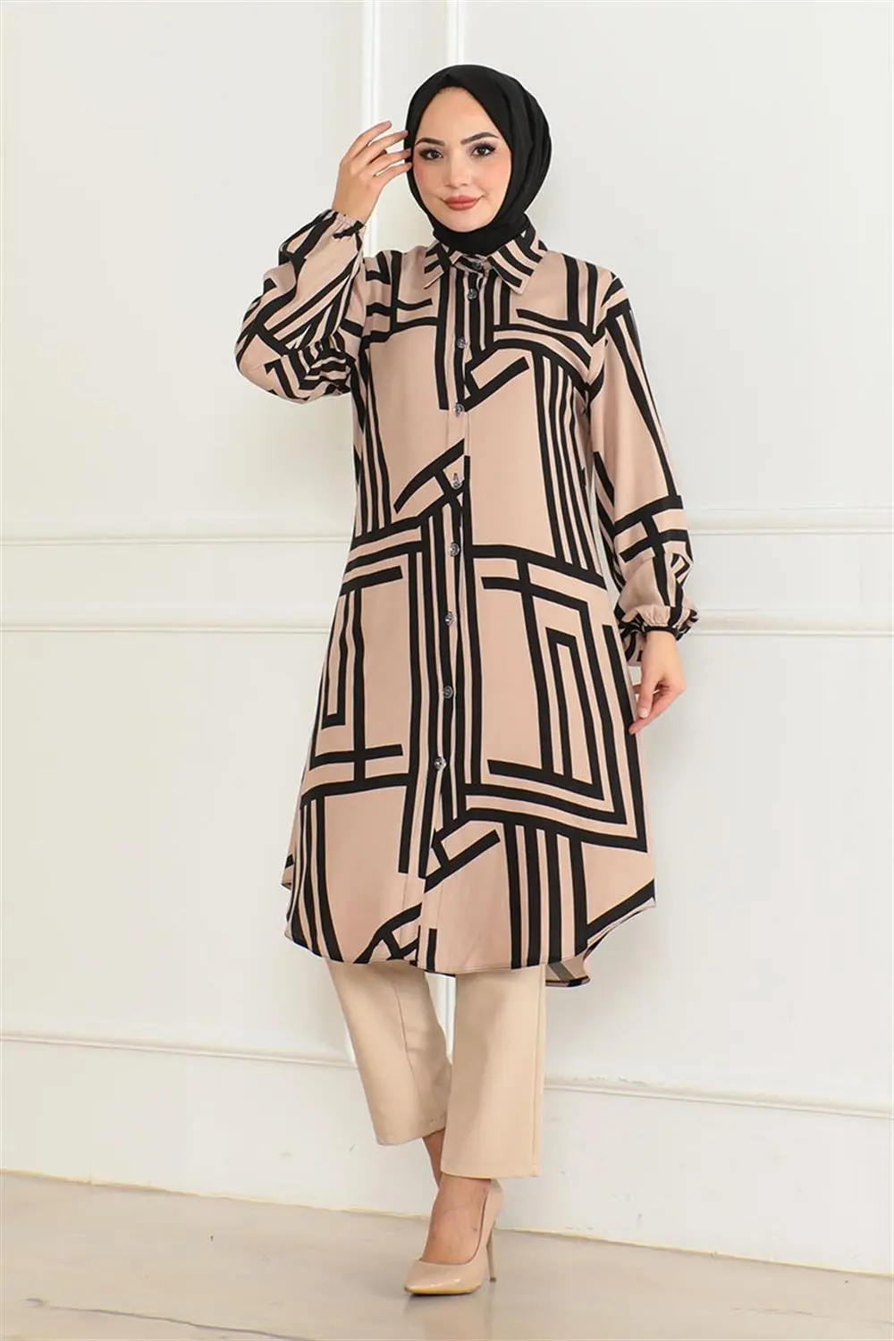 Geometric Pattern Viscose Tunic