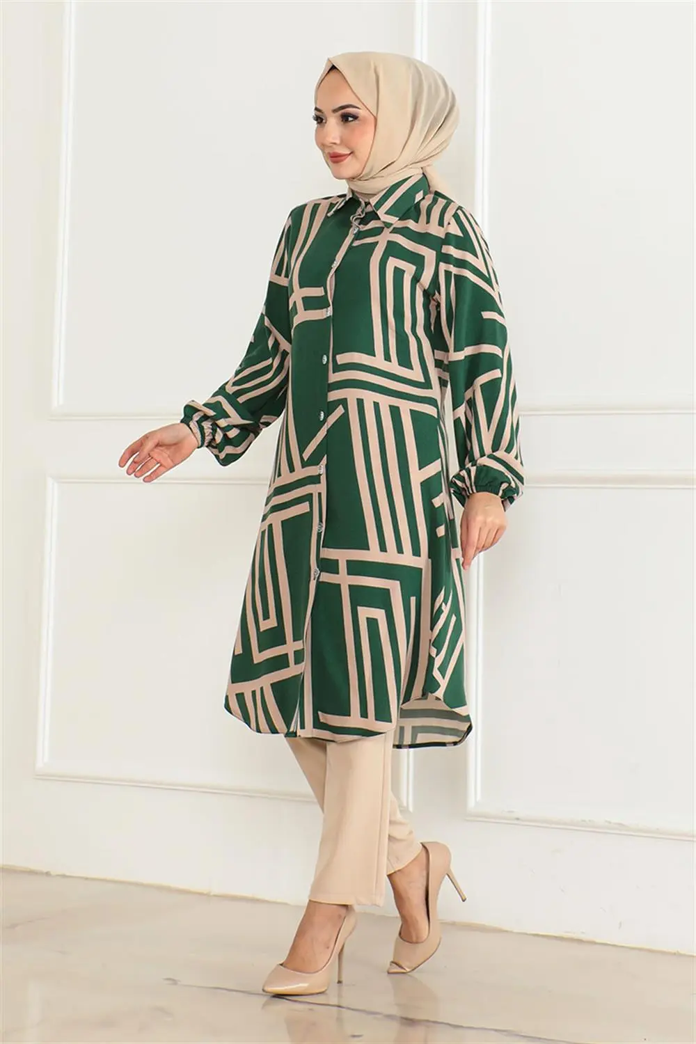 Geometrik Desen Viskon Tunik-detail