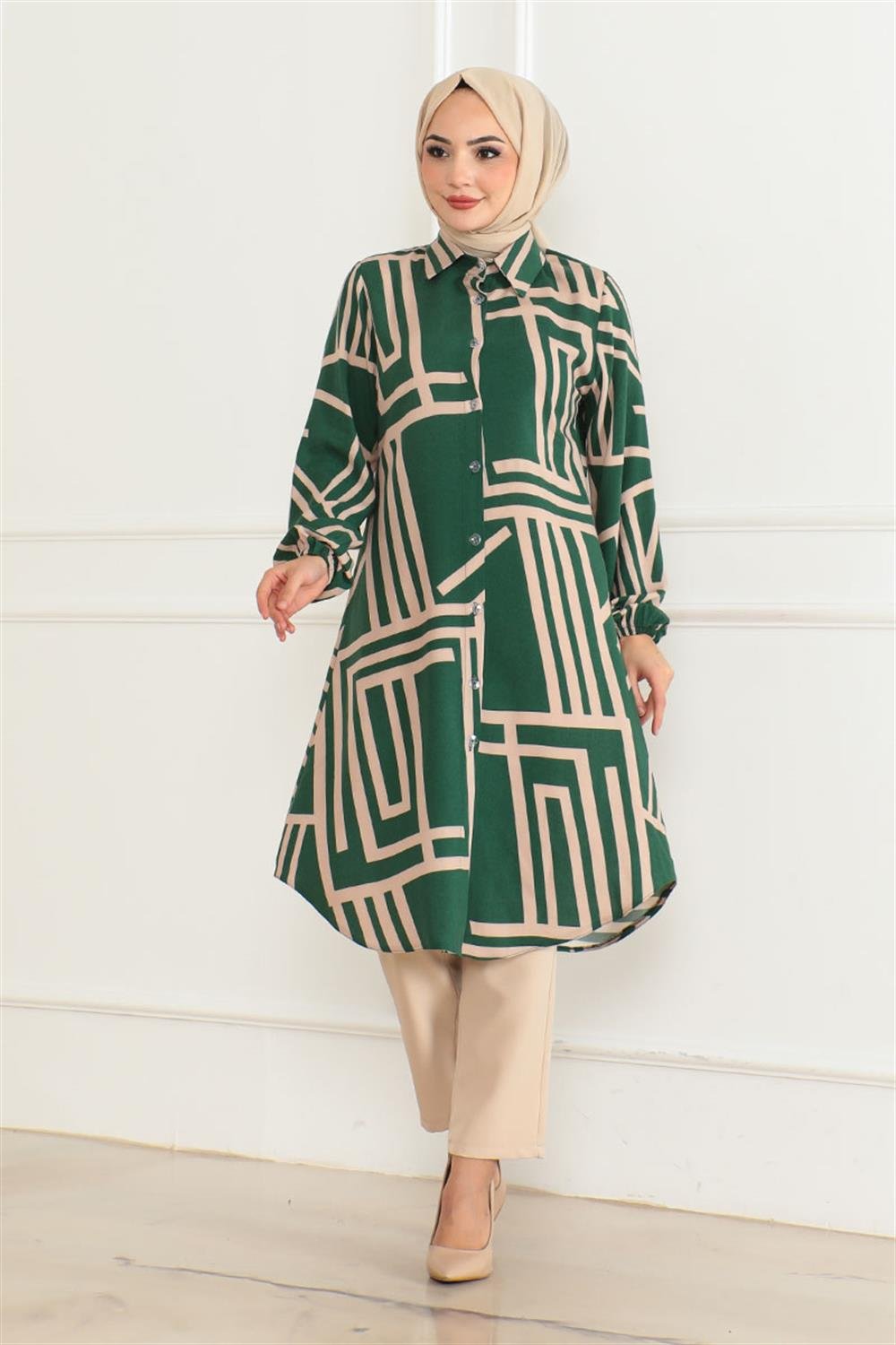 Geometrik Desen Viskon Tunik