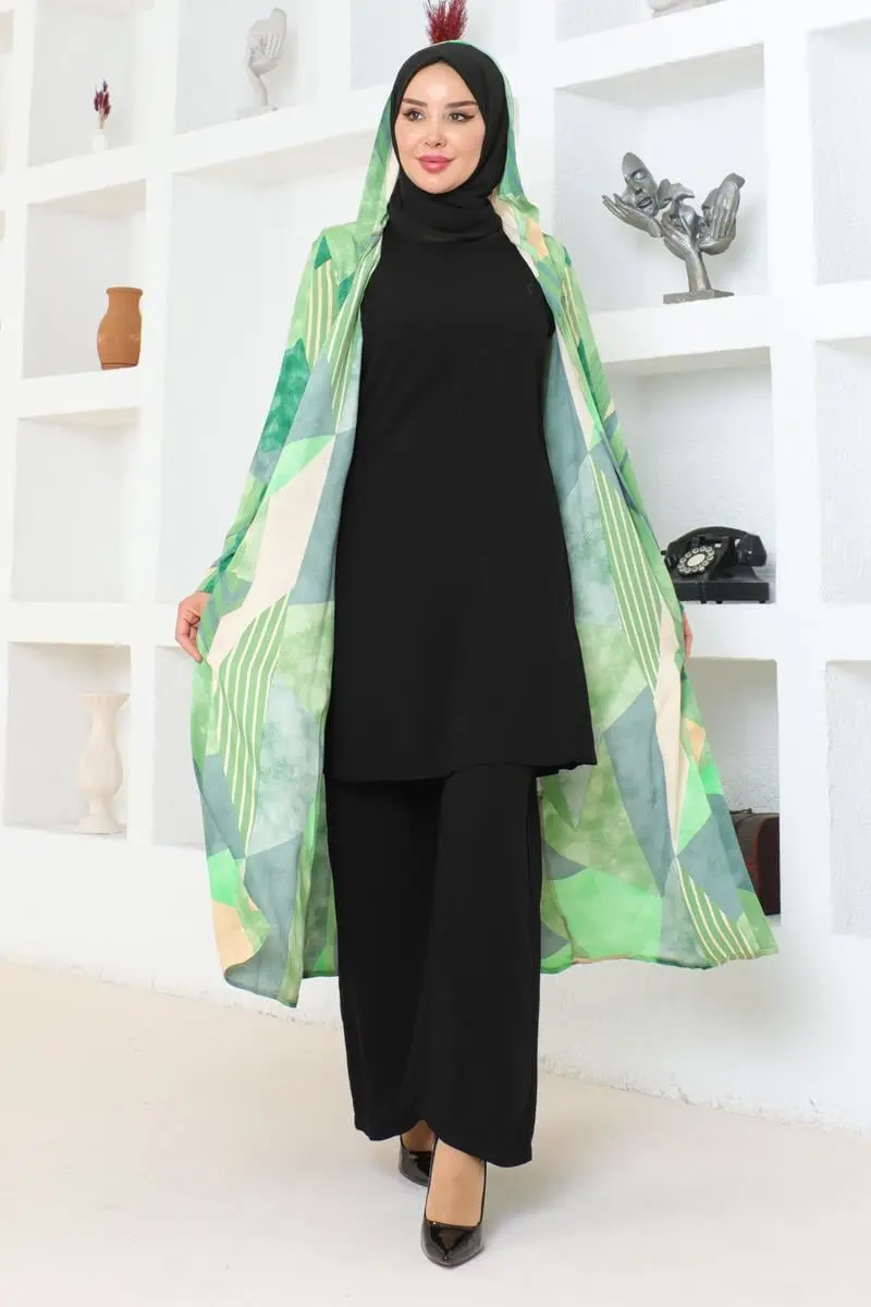 Geometric Patterned Hijab Set-detail