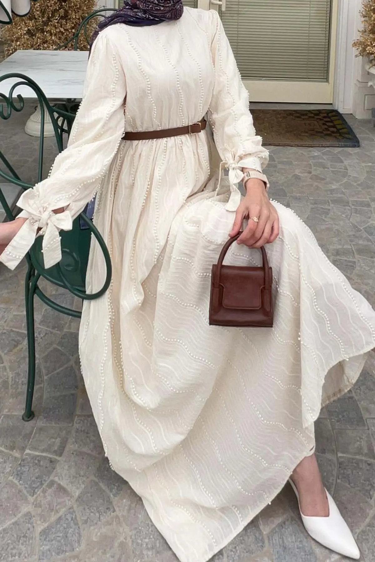 Güpür Detaylı Tesettür Elbise-detail