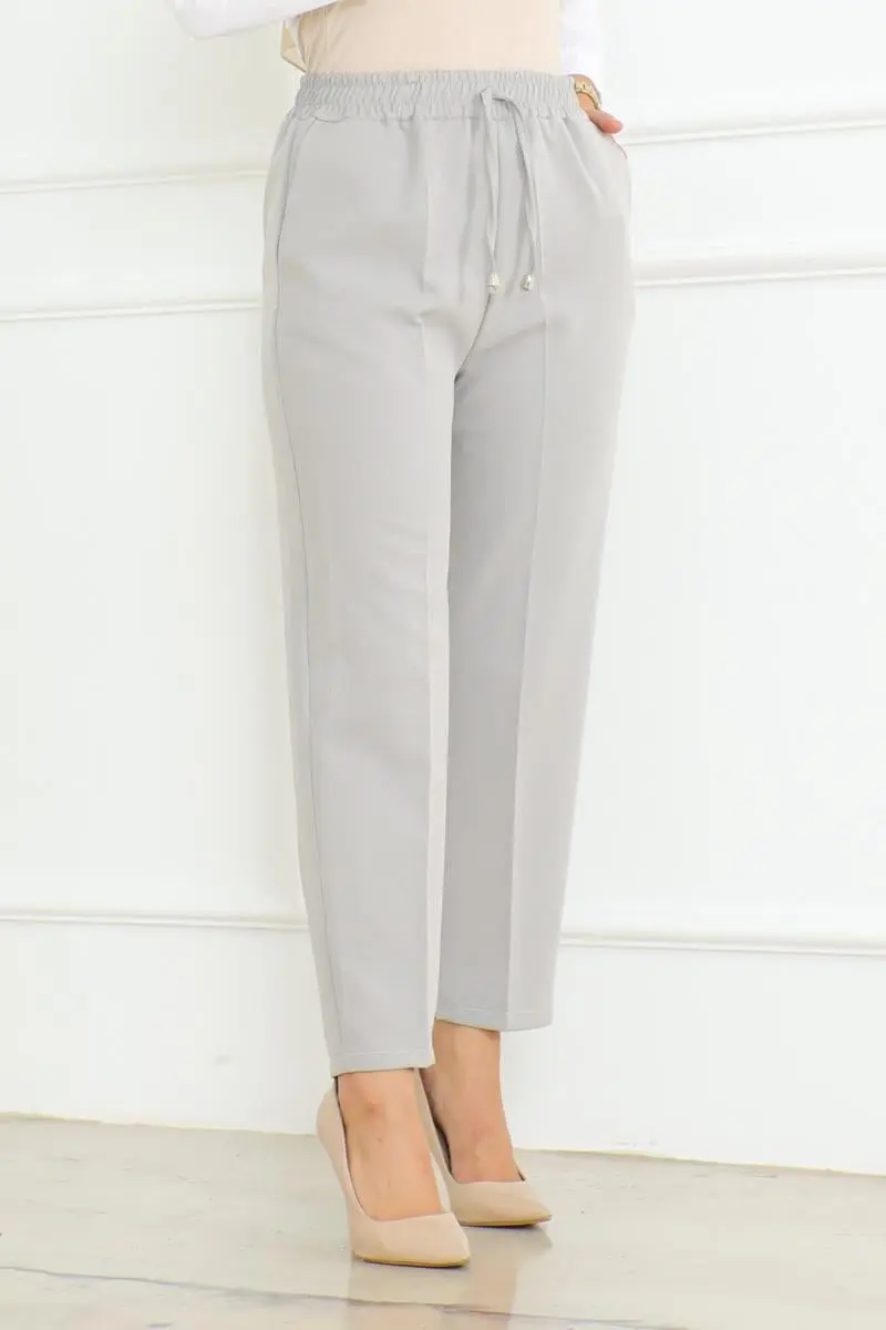 Havuç Model Tesettür Pantolon Gri-detail