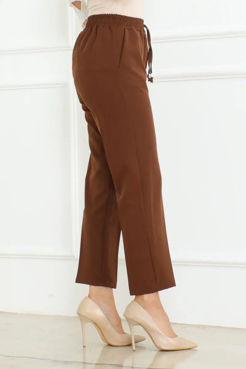 Havuç Model Tesettür Pantolon Kahverengi-detail