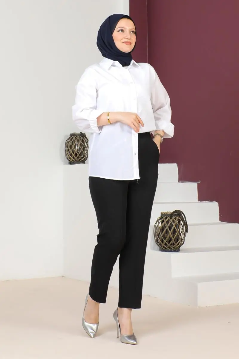 Havuç Model Tesettür Pantolon Siyah-detail