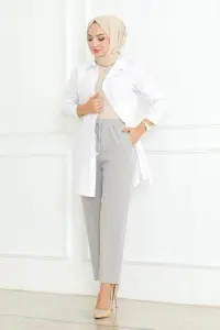 Havuç Model Tesettür Pantolon Gri