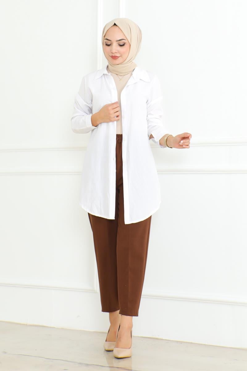 Havuç Model Tesettür Pantolon Kahverengi