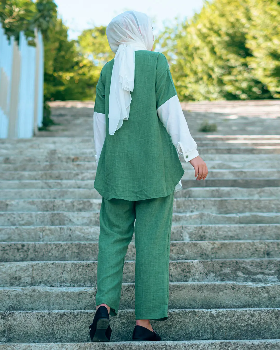 Iki Renkli Keten Çift Seti-detail