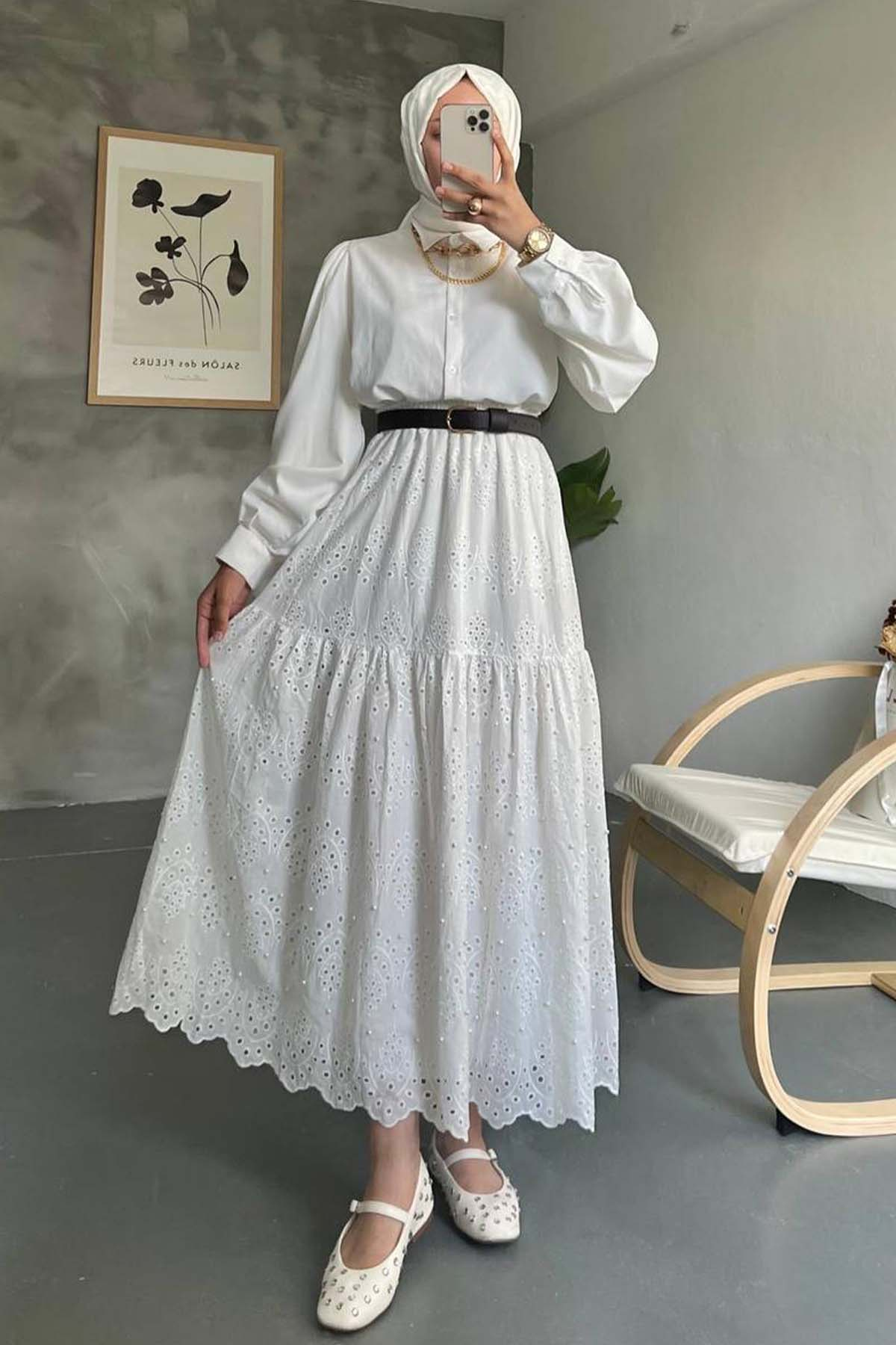 Pearl Embroidered Skirt