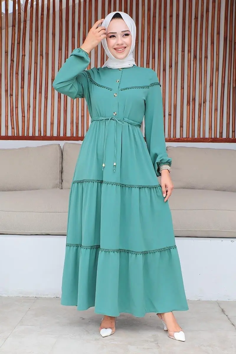 Embroidered Detailed Hijab Dress-detail