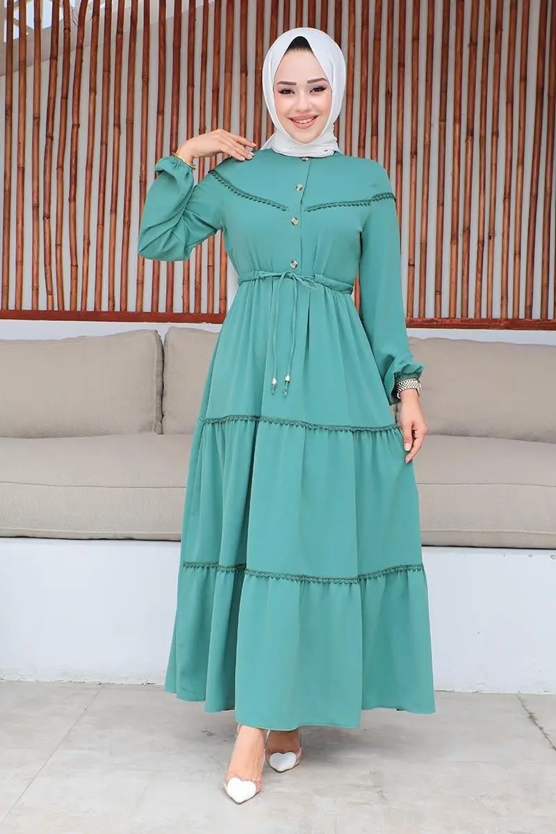 Embroidered Detailed Hijab Dress-detail