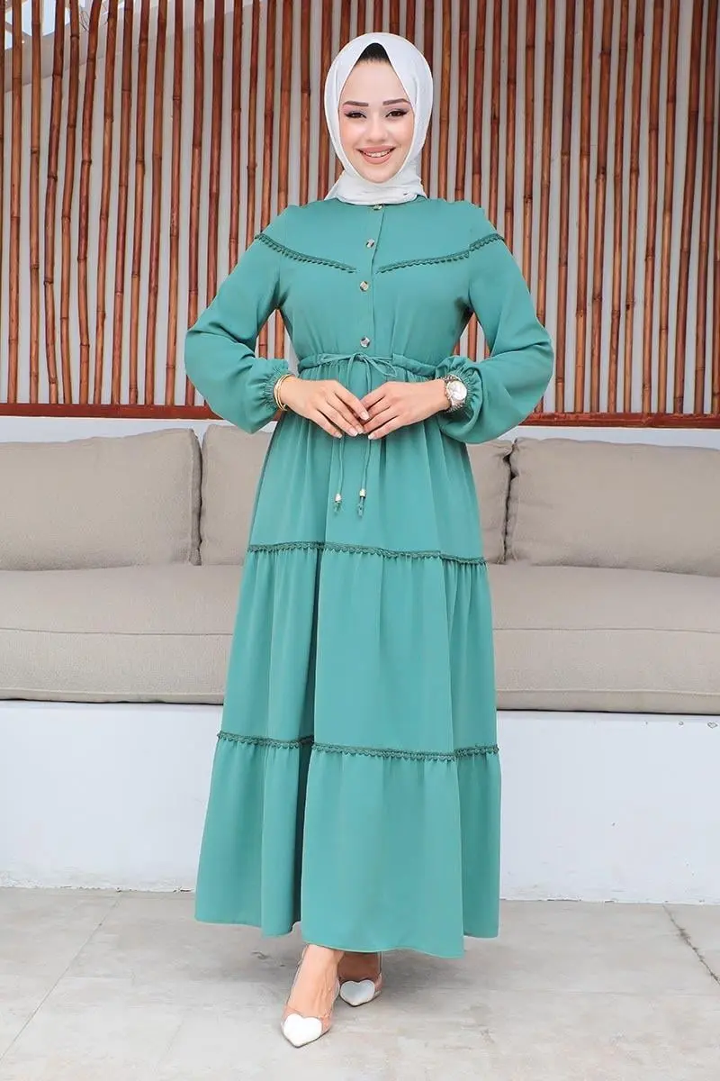 Embroidered Detailed Hijab Dress-detail