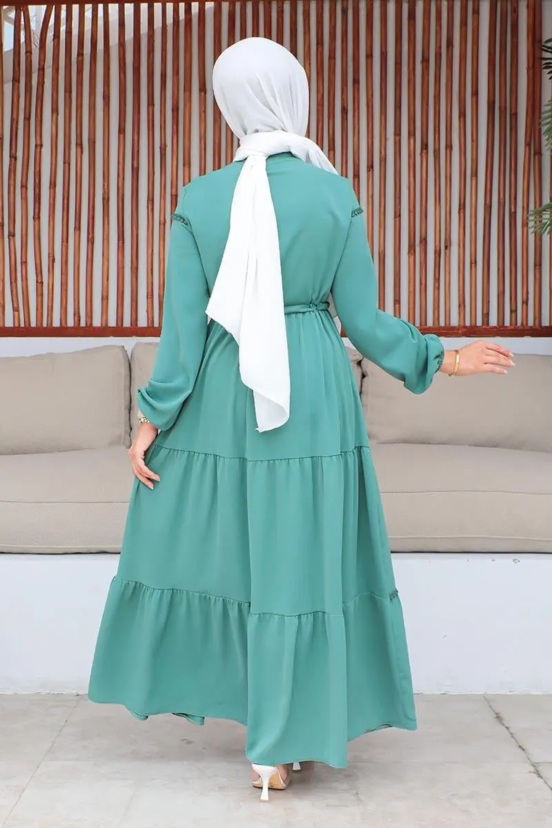 Embroidered Detailed Hijab Dress-detail