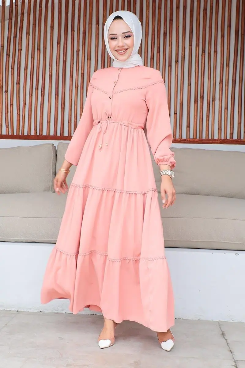 Embroidered Detailed Hijab Dress-detail