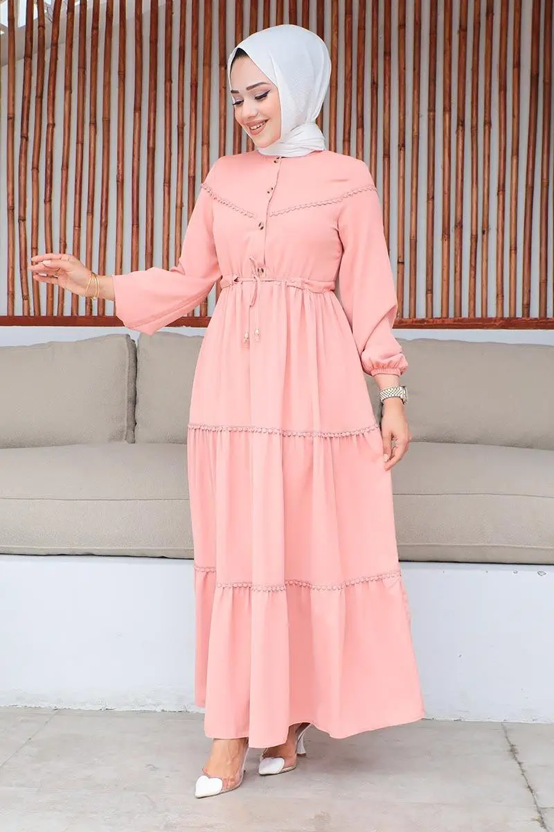 Embroidered Detailed Hijab Dress-detail