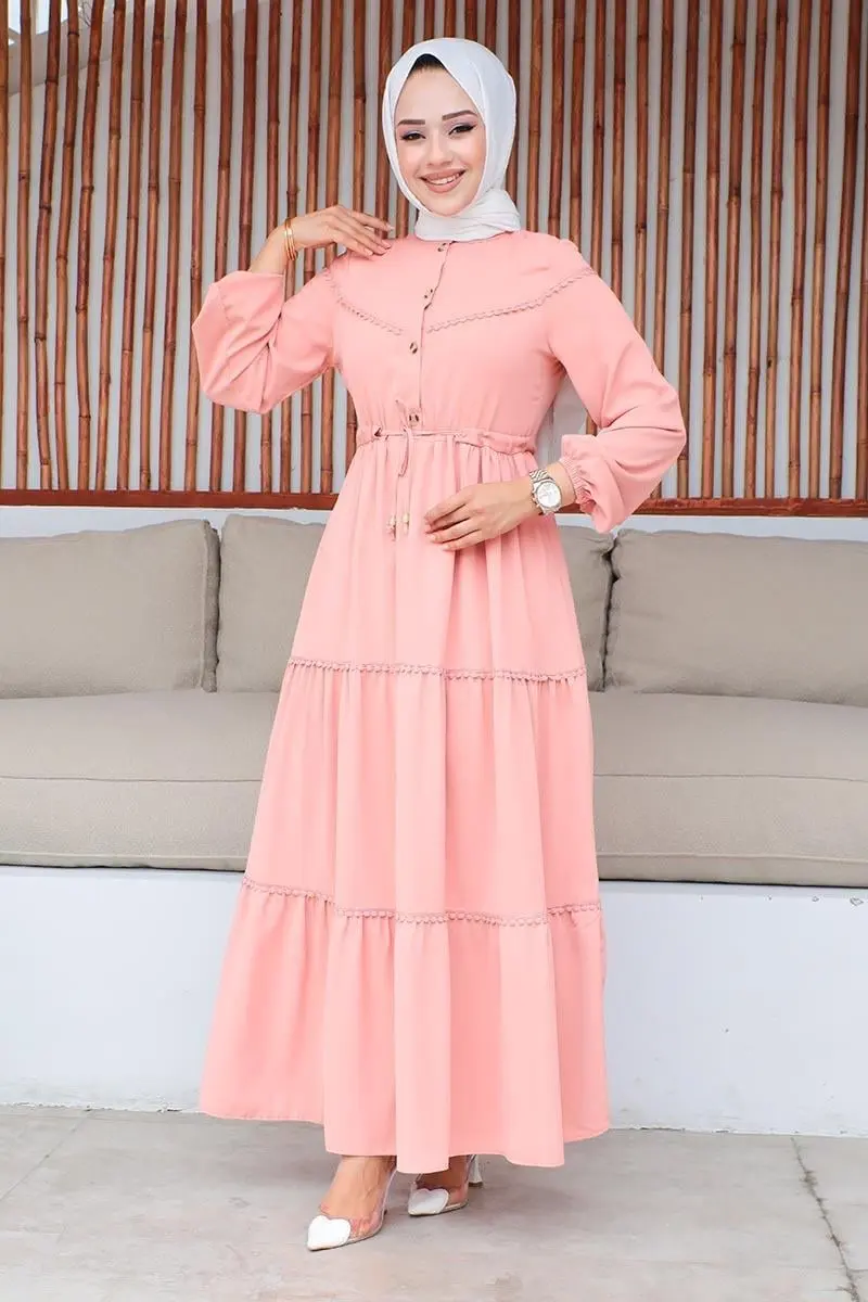 Embroidered Detailed Hijab Dress-detail