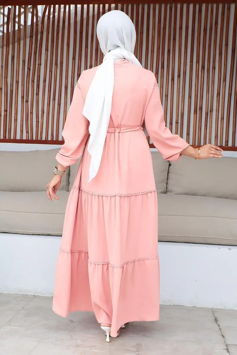 Embroidered Detailed Hijab Dress-detail