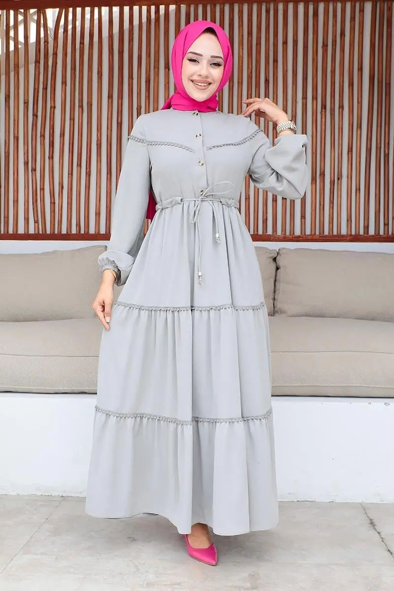 Embroidered Detailed Hijab Dress-detail