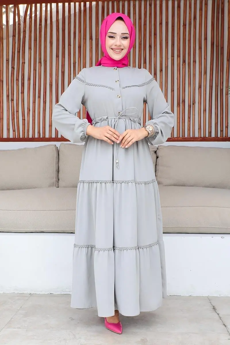 Embroidered Detailed Hijab Dress-detail