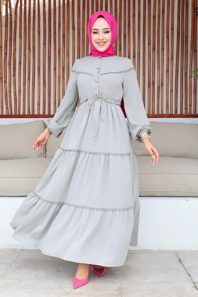 Embroidered Detailed Hijab Dress-detail