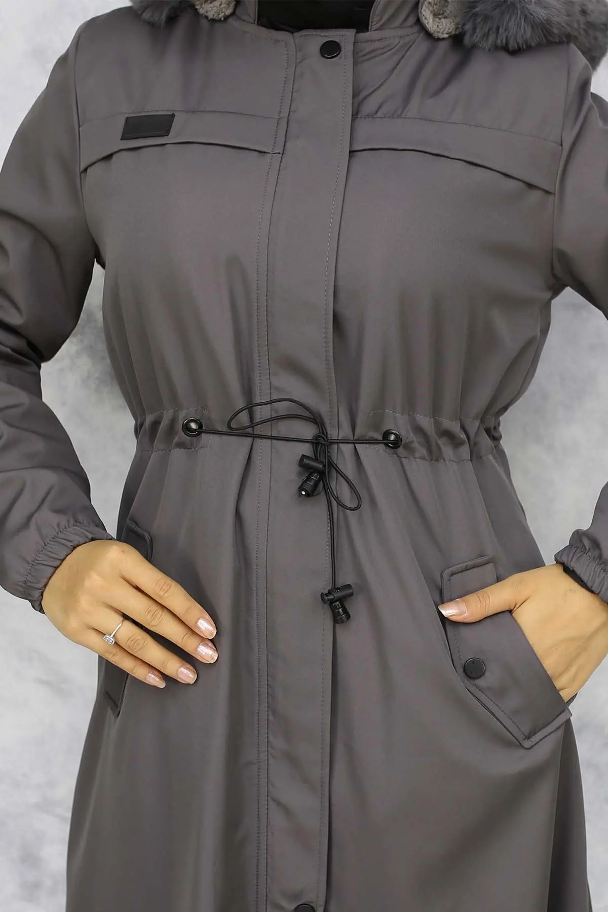 Bondite Coat With Plush Inside And Fur Collar-detail