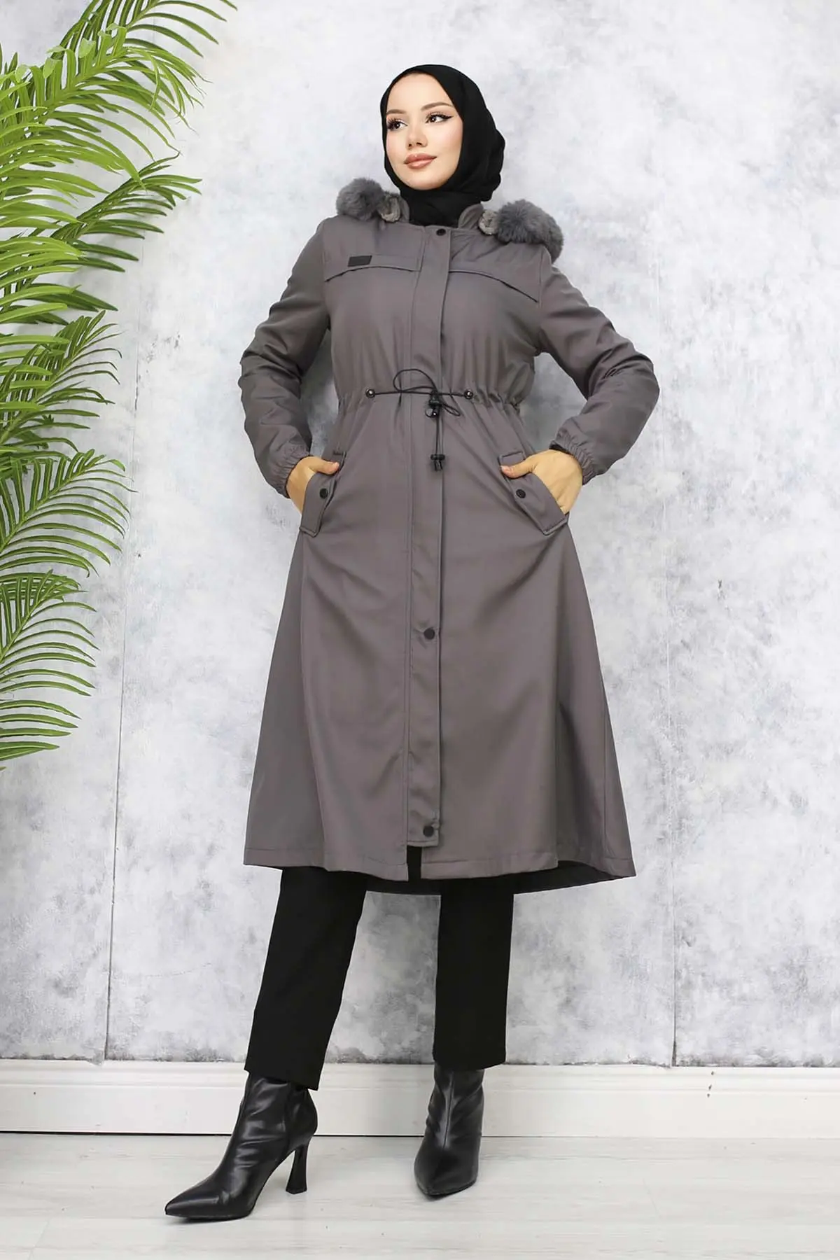 Bondite Coat With Plush Inside And Fur Collar-detail