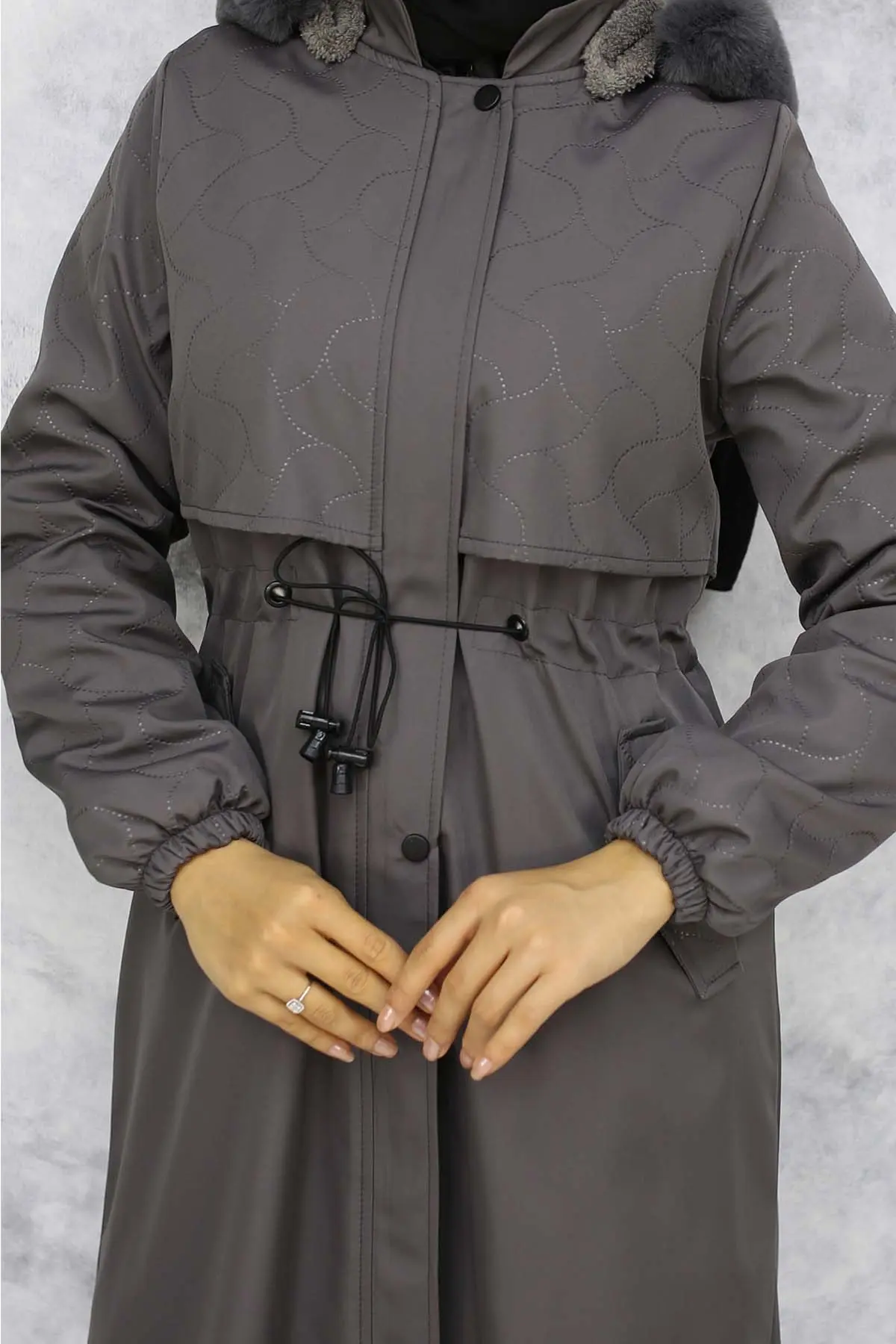 Bondite Coat With Plush Inside And Fur Collar-detail