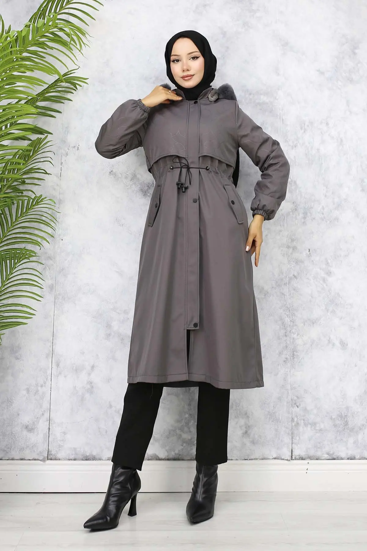 Bondite Coat With Plush Inside And Fur Collar-detail