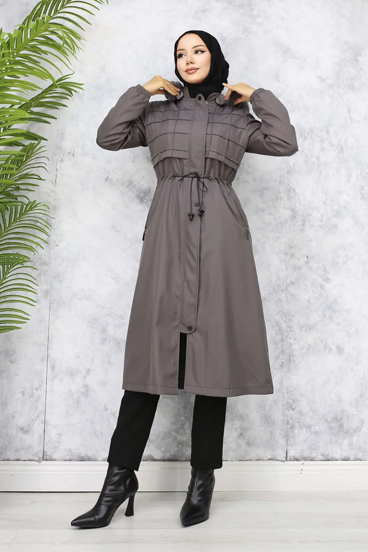 Bondite Coat With Plush Inside And Fur Collar-detail