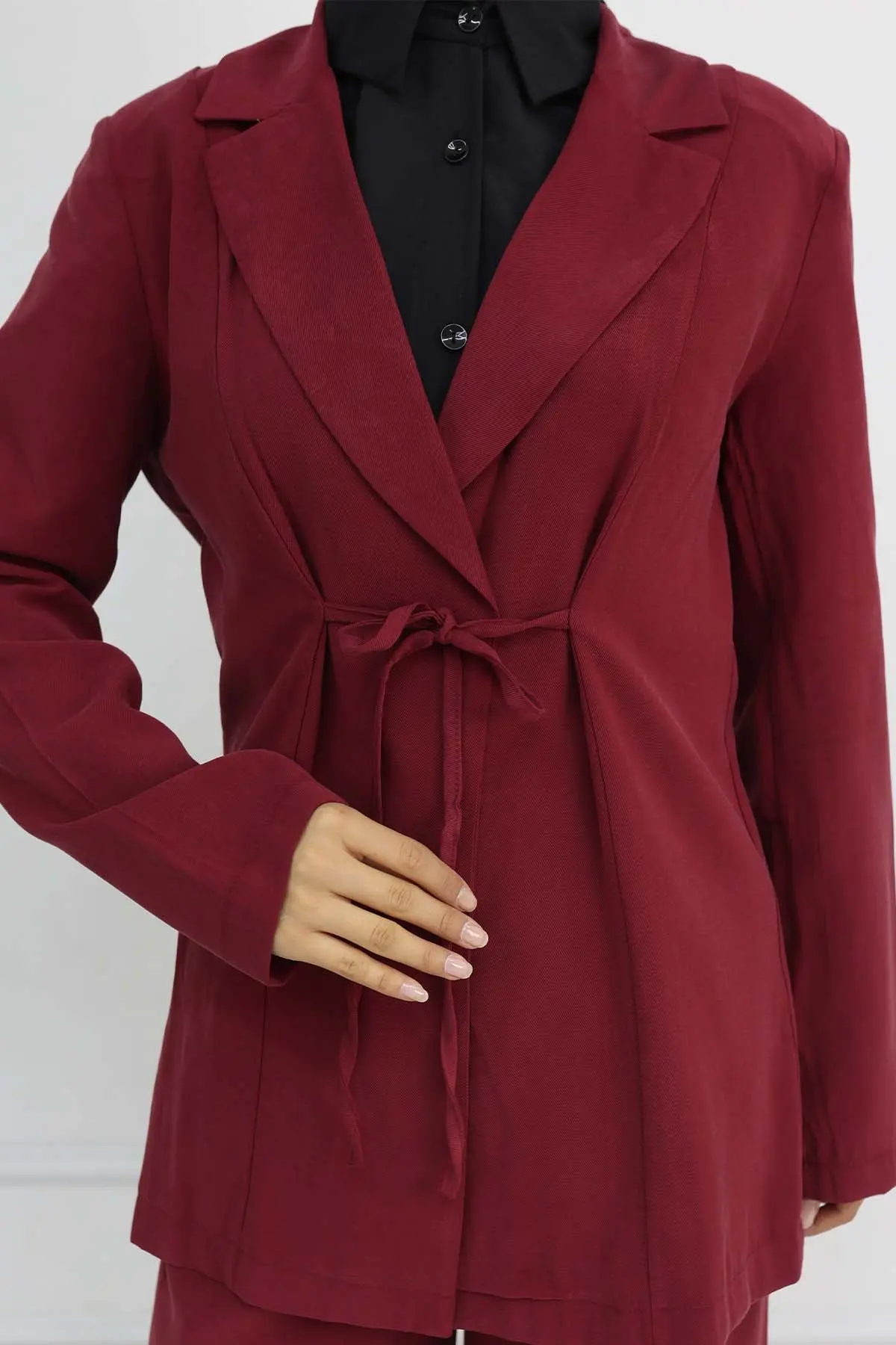 İp Bağcıklı Ceket Takım Bordo 2265-detail