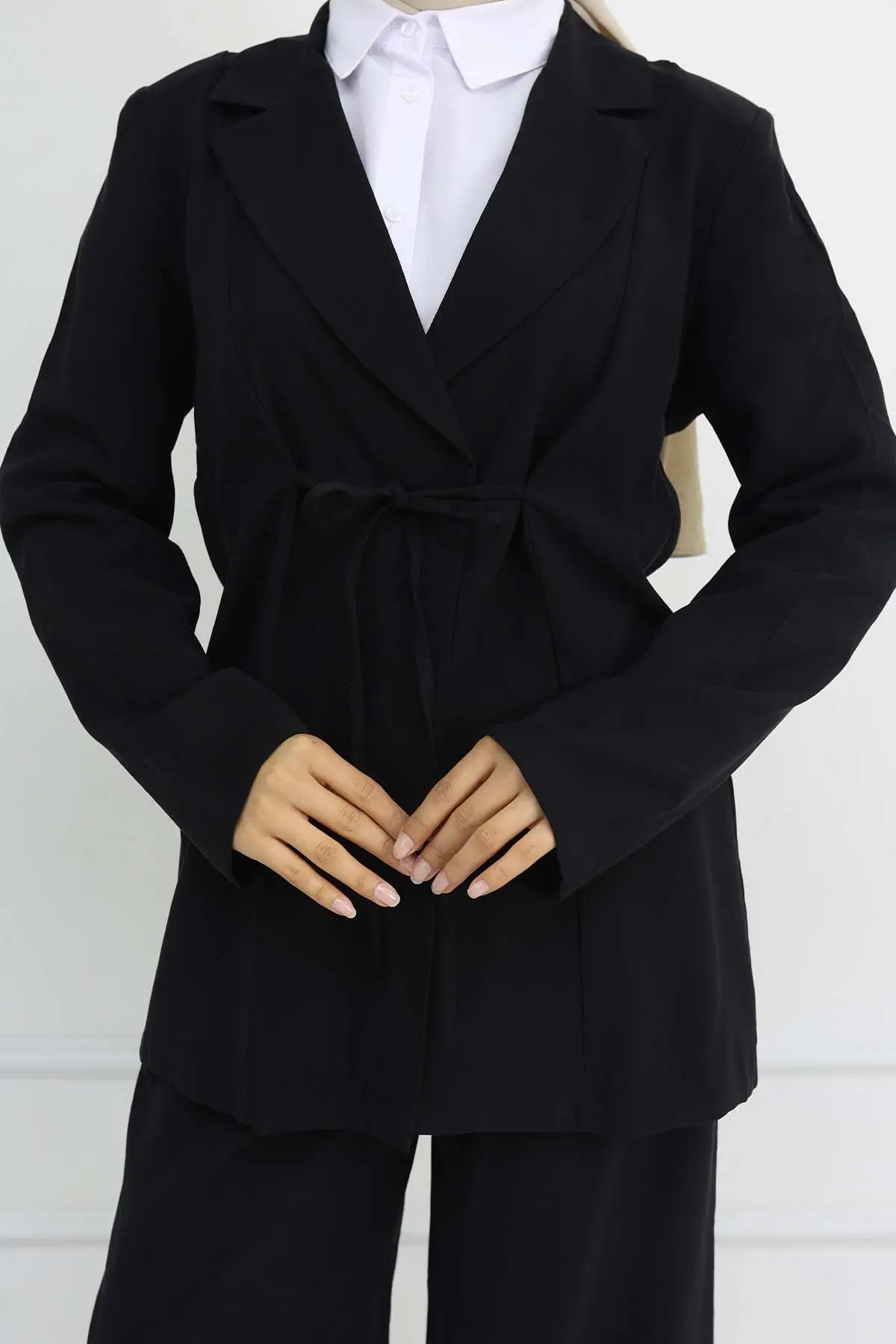 İp Bağcıklı Ceket Takım Siyah 2265-detail