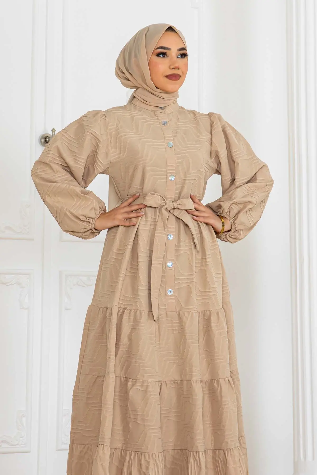 Kabartma Desenli Elbise-detail