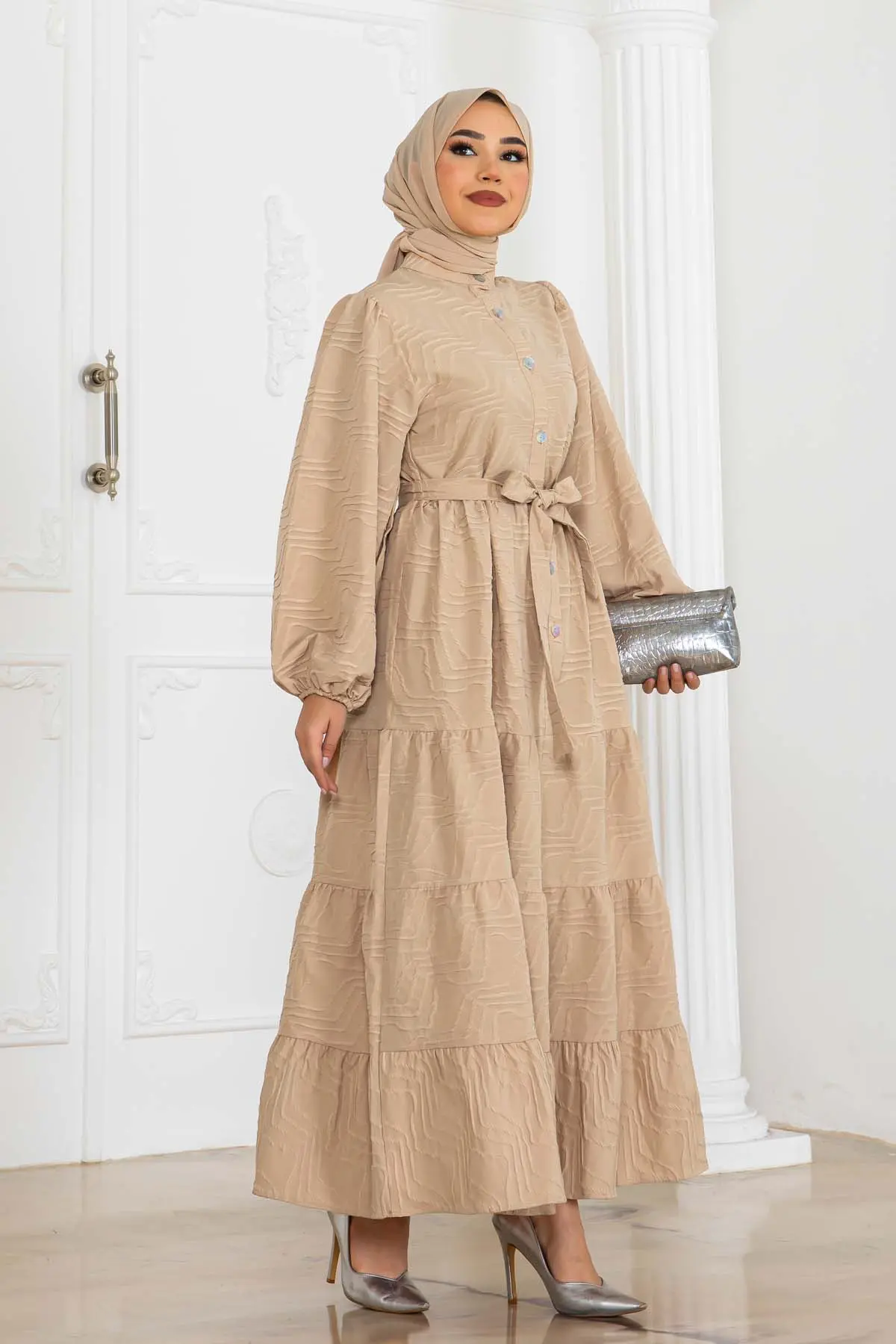 Kabartma Desenli Elbise-detail