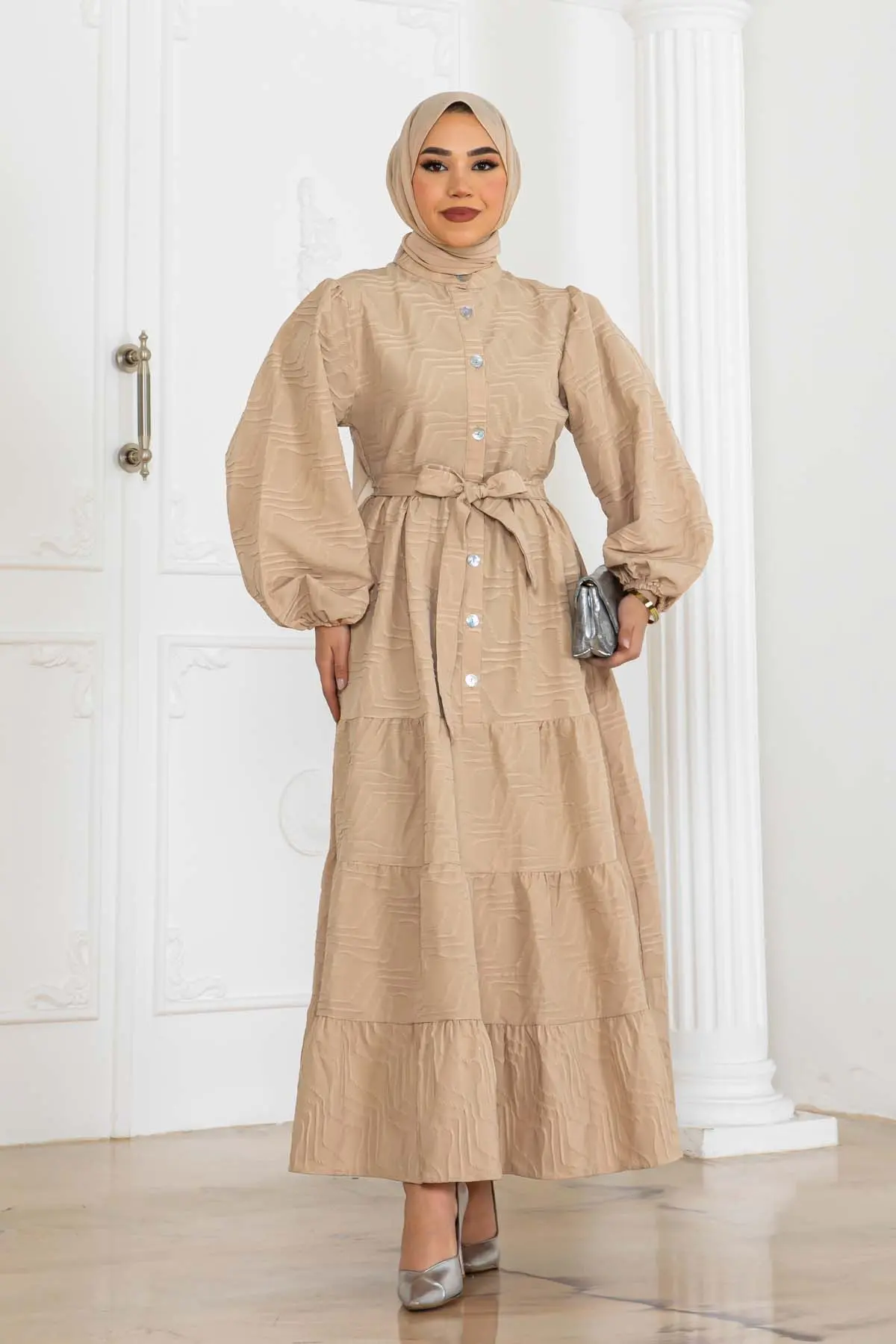 Kabartma Desenli Elbise-detail