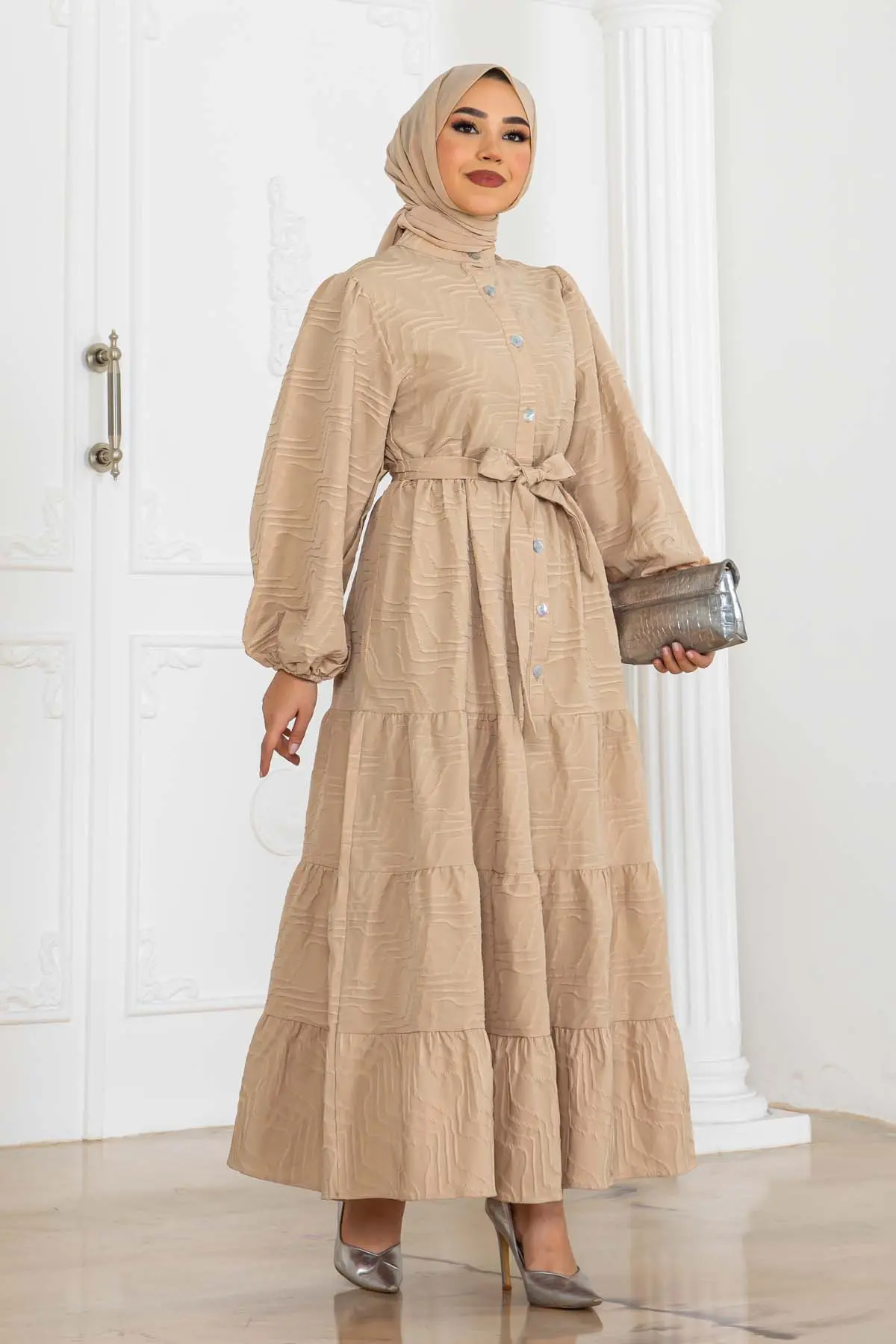 Kabartma Desenli Elbise-detail