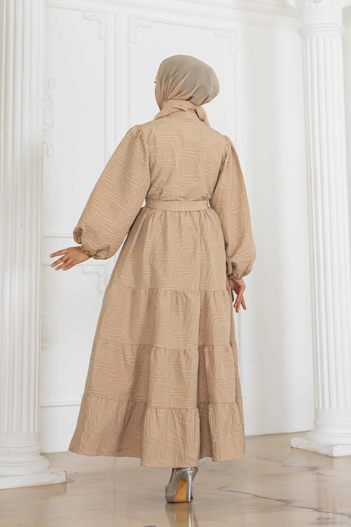 Kabartma Desenli Elbise-detail