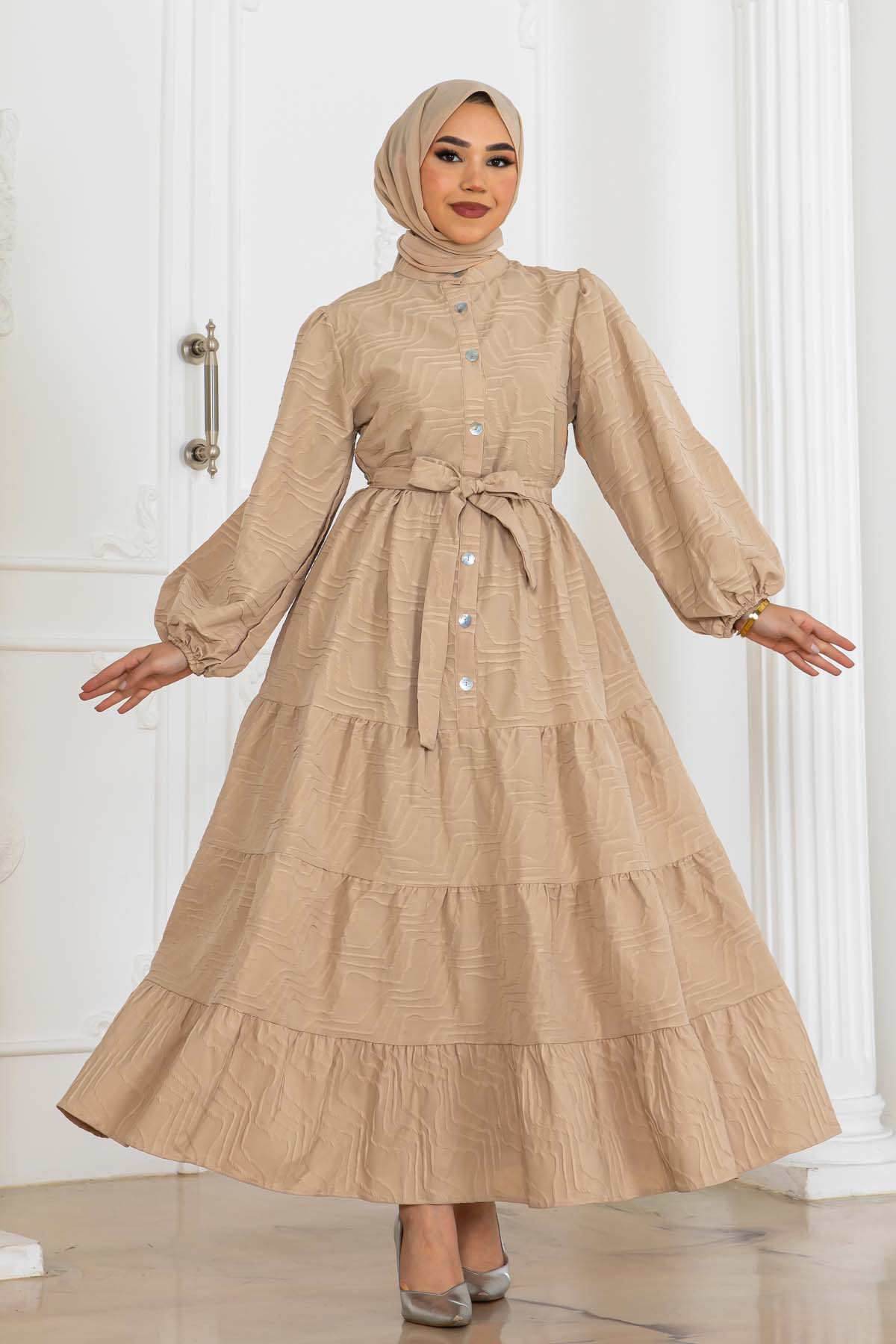 Kabartma Desenli Elbise