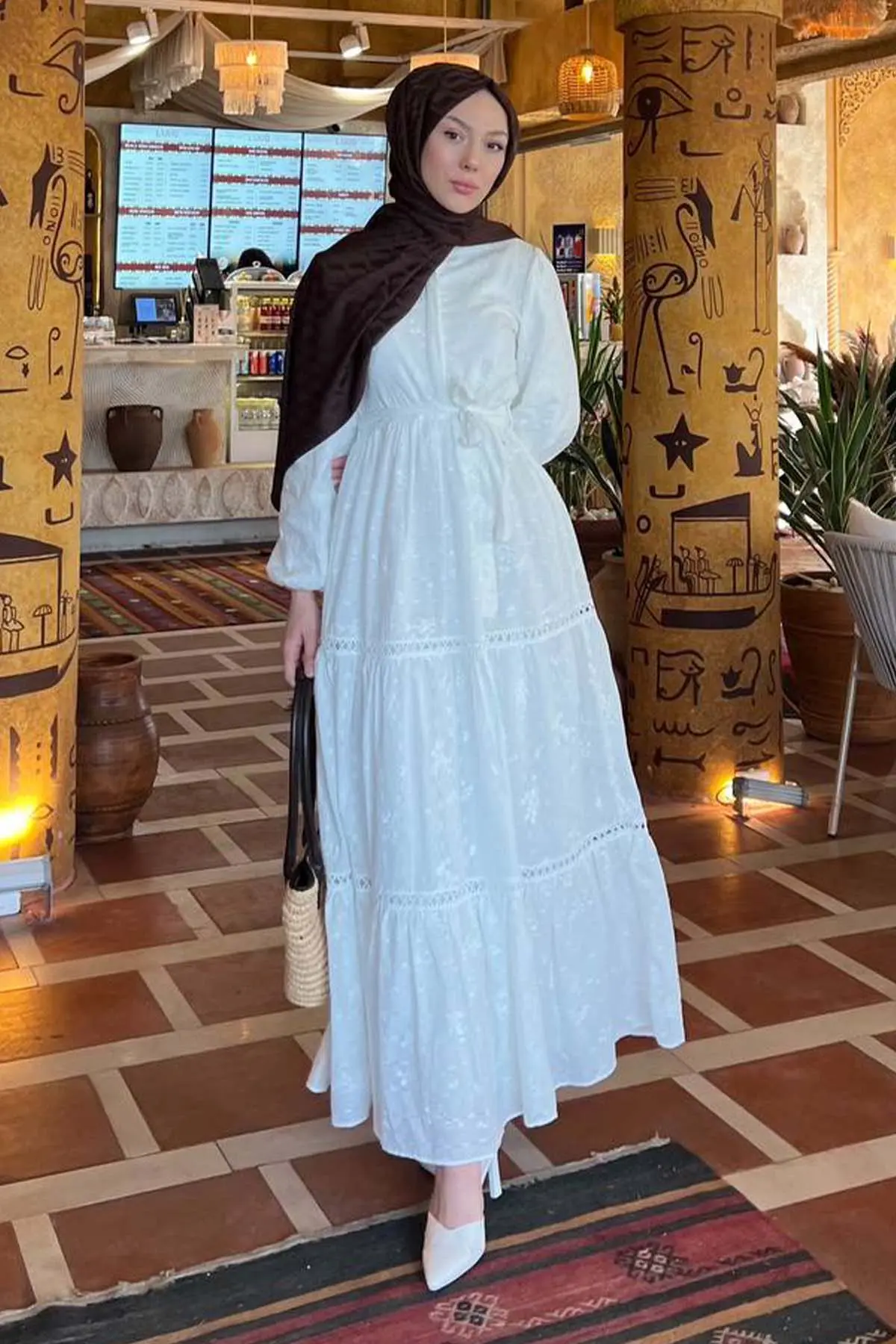 Embossed Patterned Hijab Dress-detail