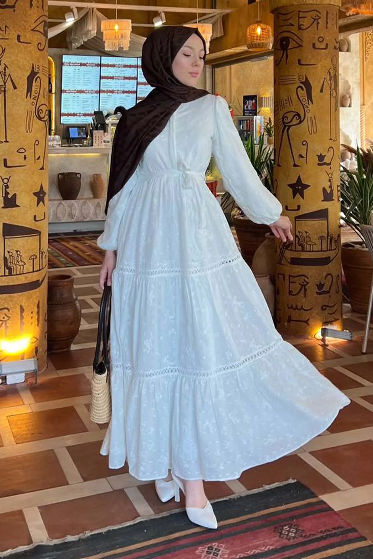 Embossed Patterned Hijab Dress-detail