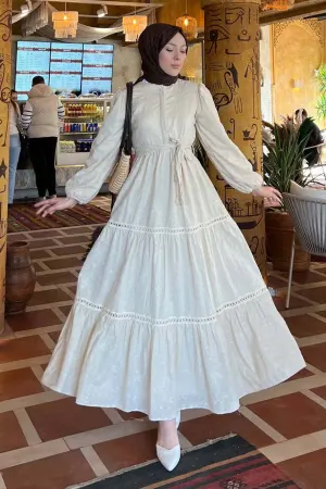 Embossed Patterned Hijab Dress