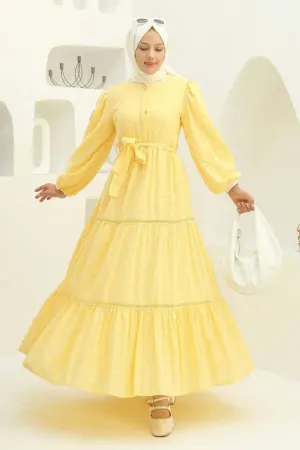 Embossed Patterned Hijab Dress