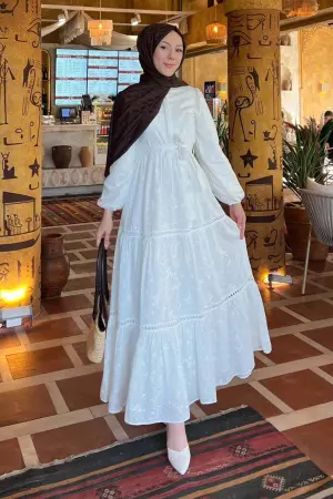 Embossed Patterned Hijab Dress