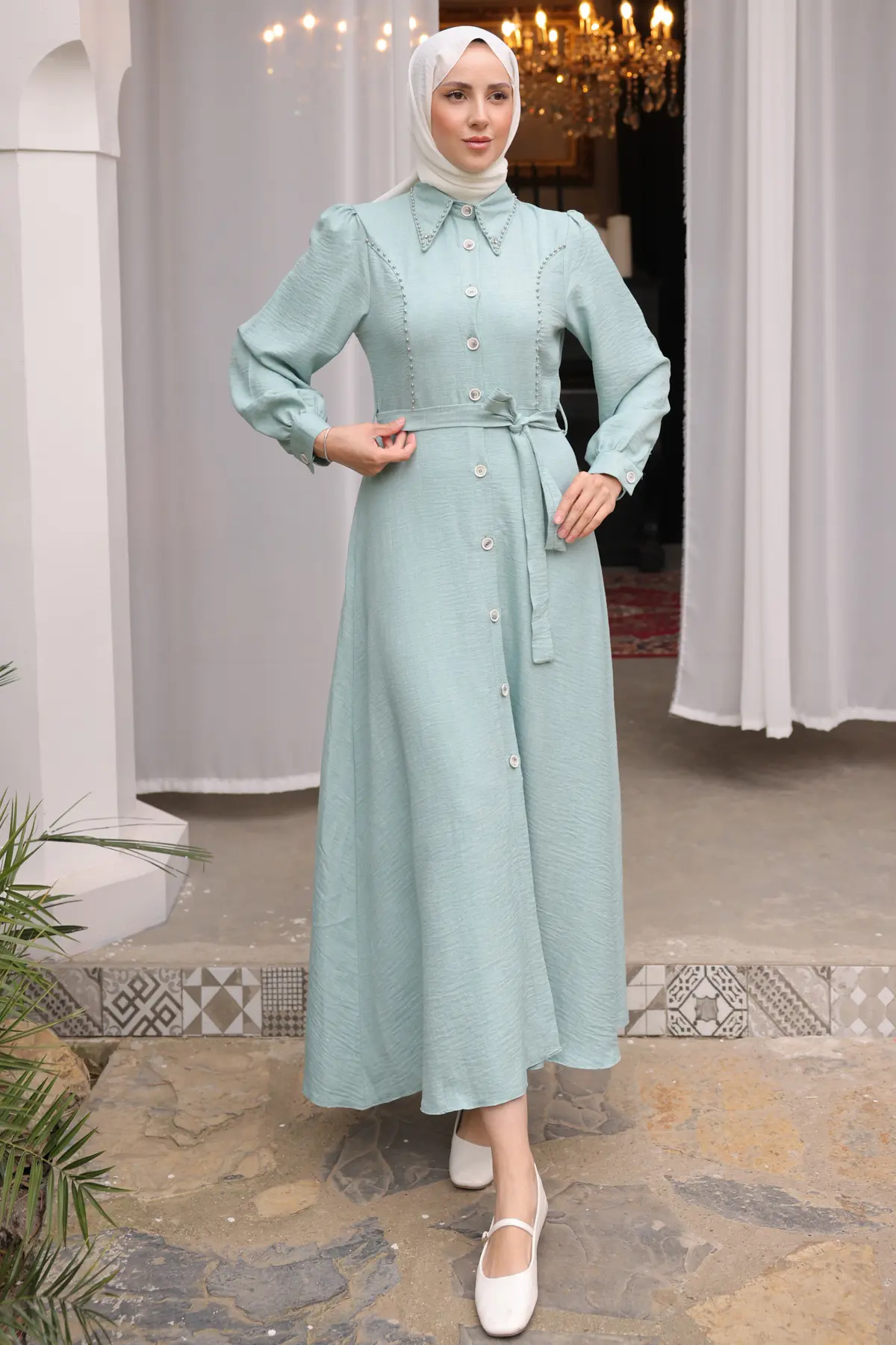 Women's Beaded Detailed Dress-detail