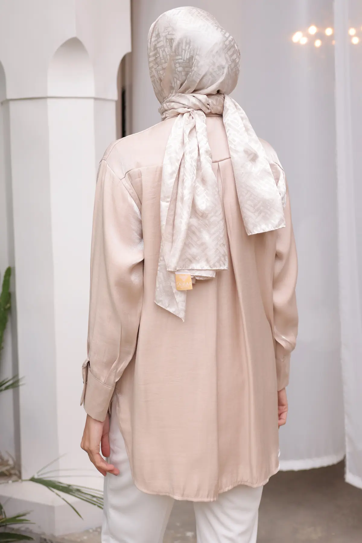 Kadın Büyük Cep Detaylı Gömlek 2081 Bej-detail