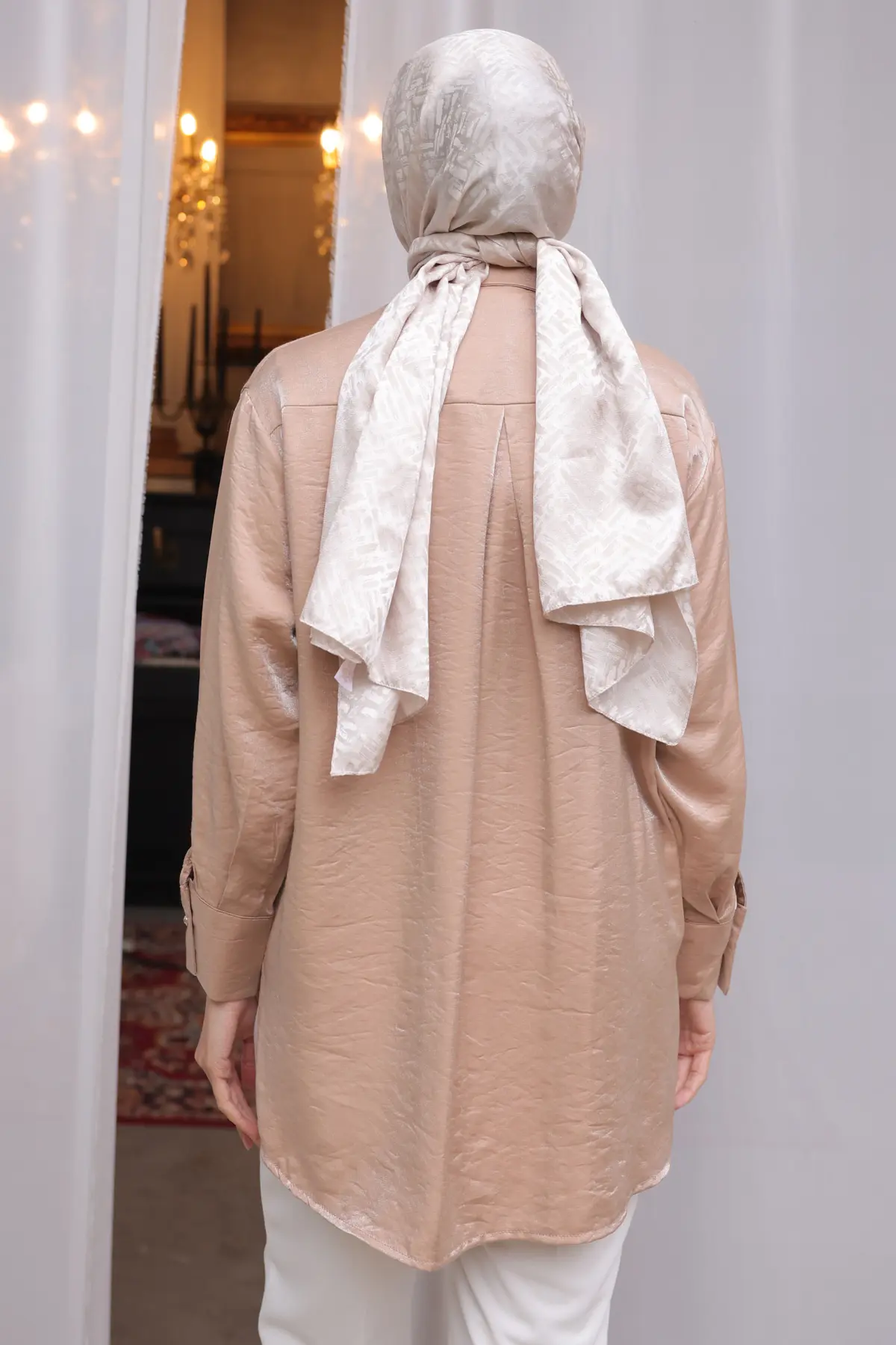 Kadın Büyük Cep Detaylı Gömlek 2081 Vizon-detail