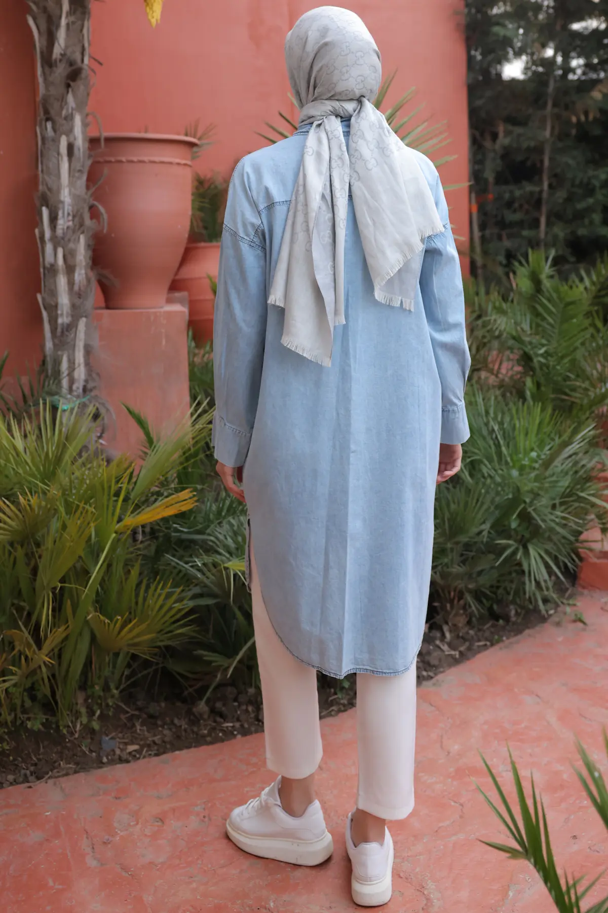 Women's Buttoned Denim Tunic-detail