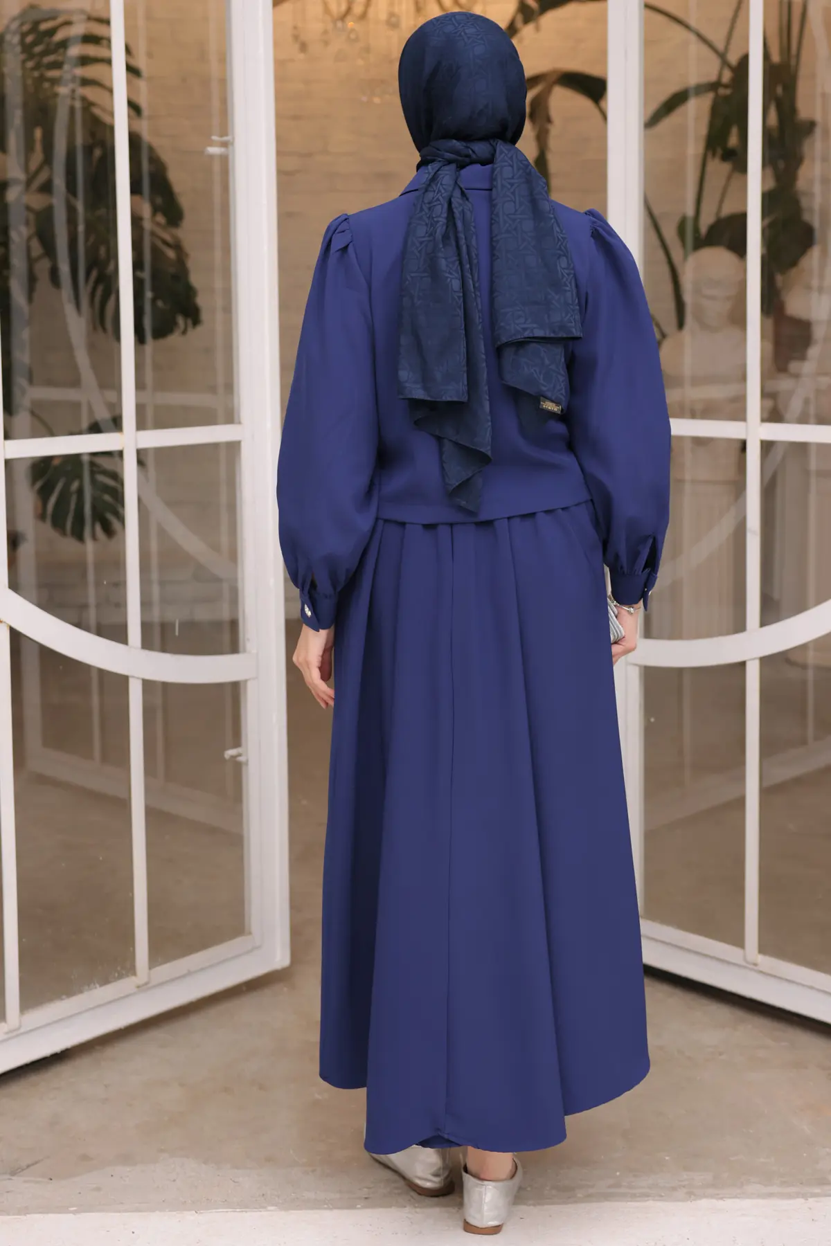Kadın Etekli Tesettür Takım 2091 Saks Mavisi-detail