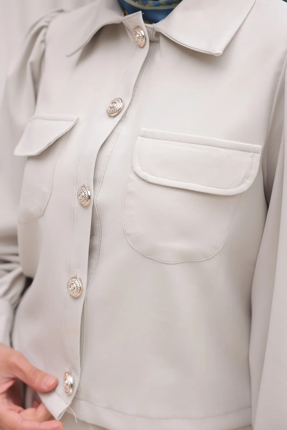 Kadın Etekli Tesettür Takım 2091 Taş Rengi-detail