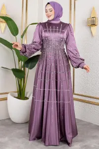 Lattice Model Satin Evening Dress