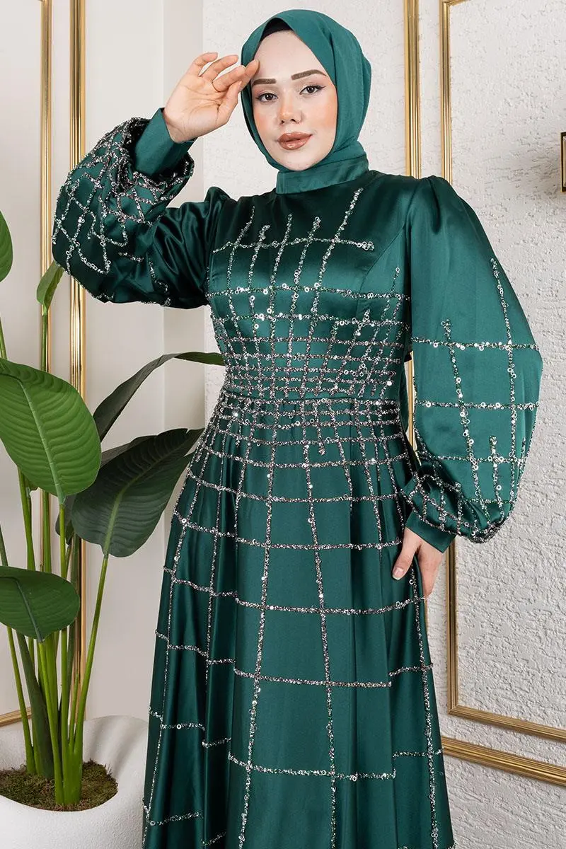 Lattice Model Satin Evening Dress