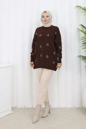 Heart Embroidered Knitwear Sweater